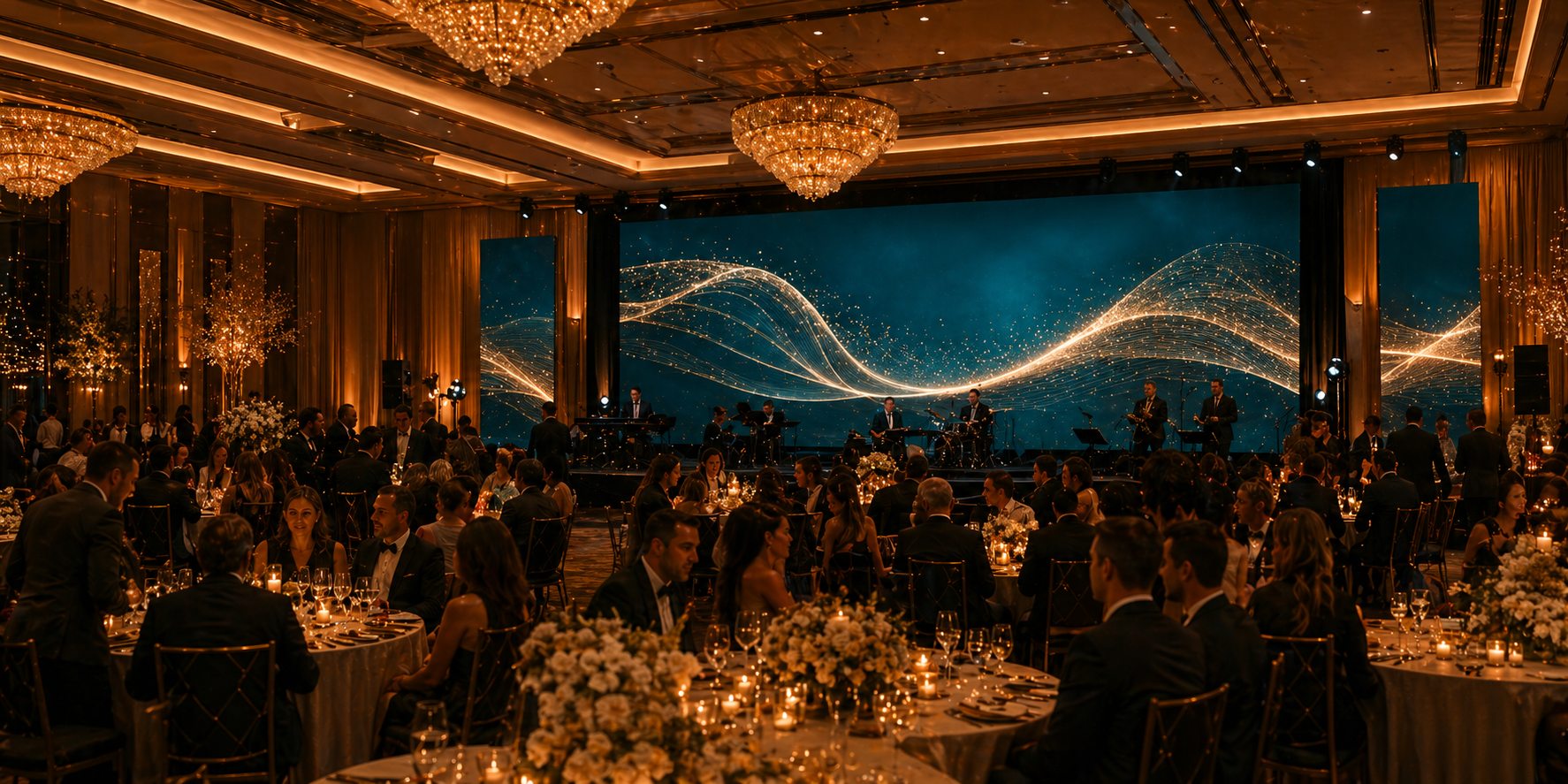 Reception environment with an LED wall
