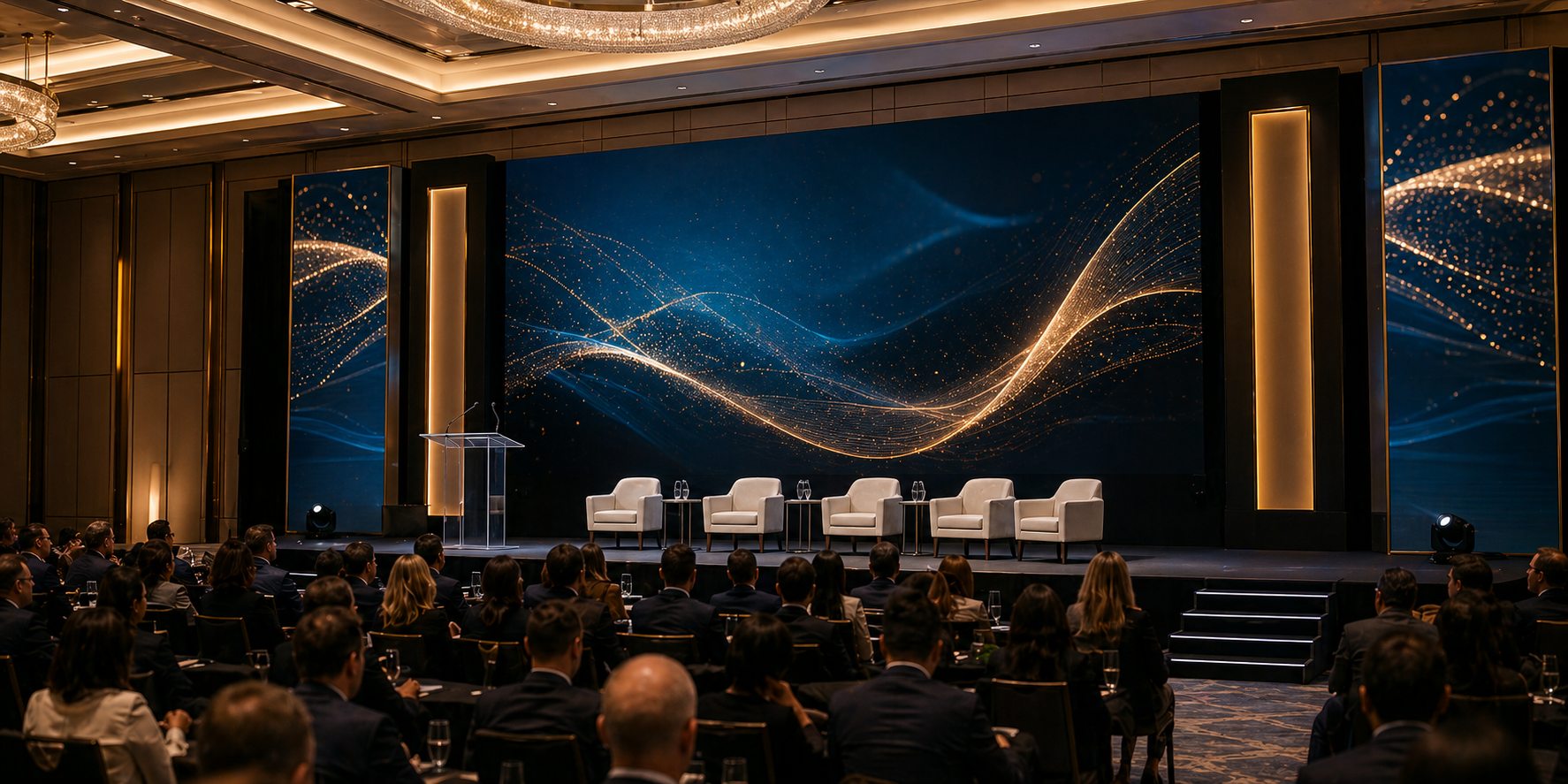 Seminar stage with LED display