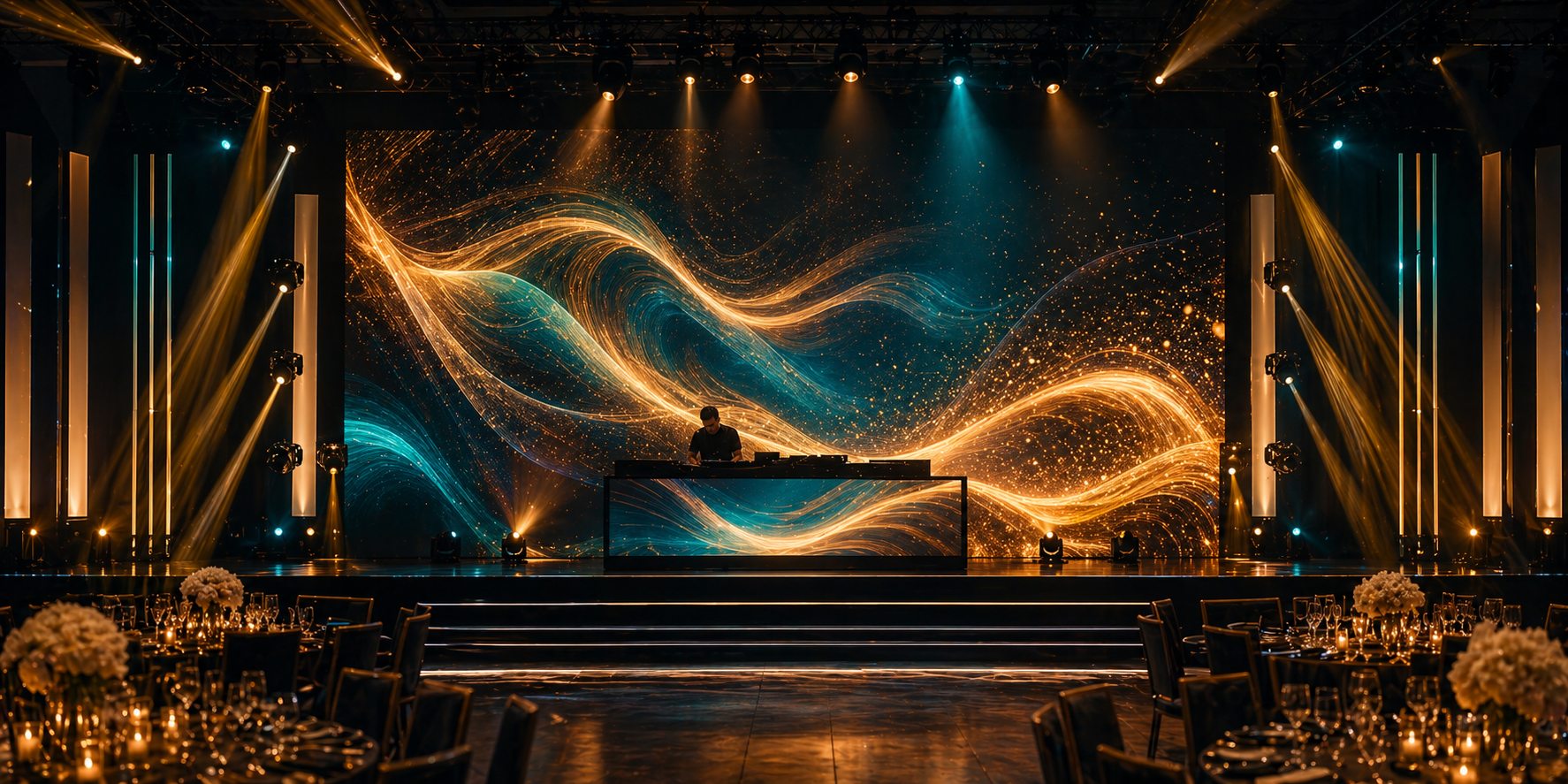 Dramatic stage production with LED backdrop