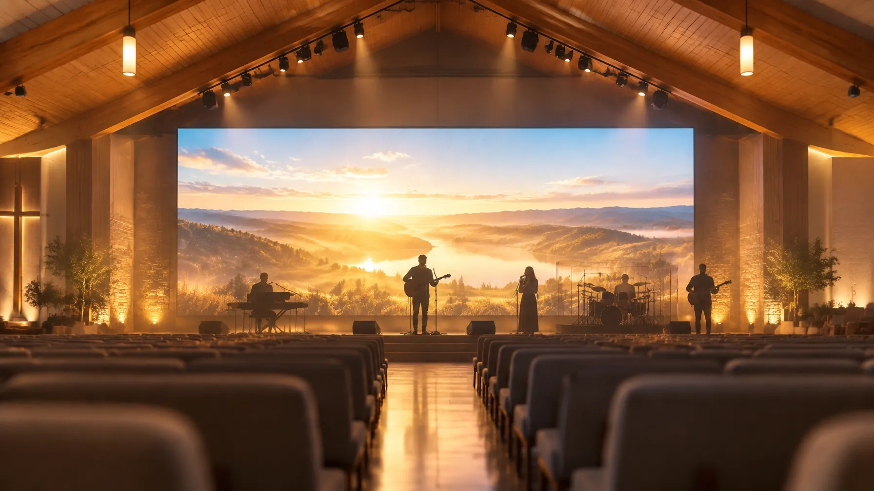 Sanctuary video wall — illustrative example application in a church venue