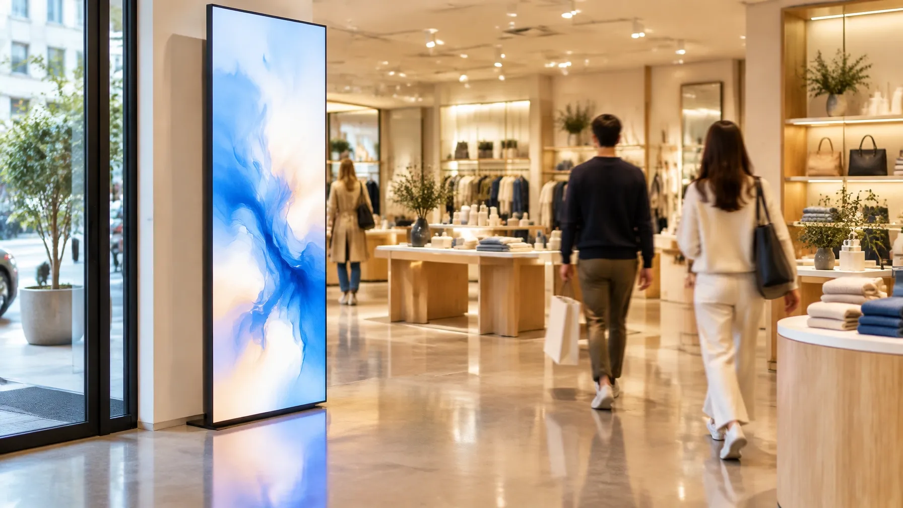Illustrative retail interior with an LED display